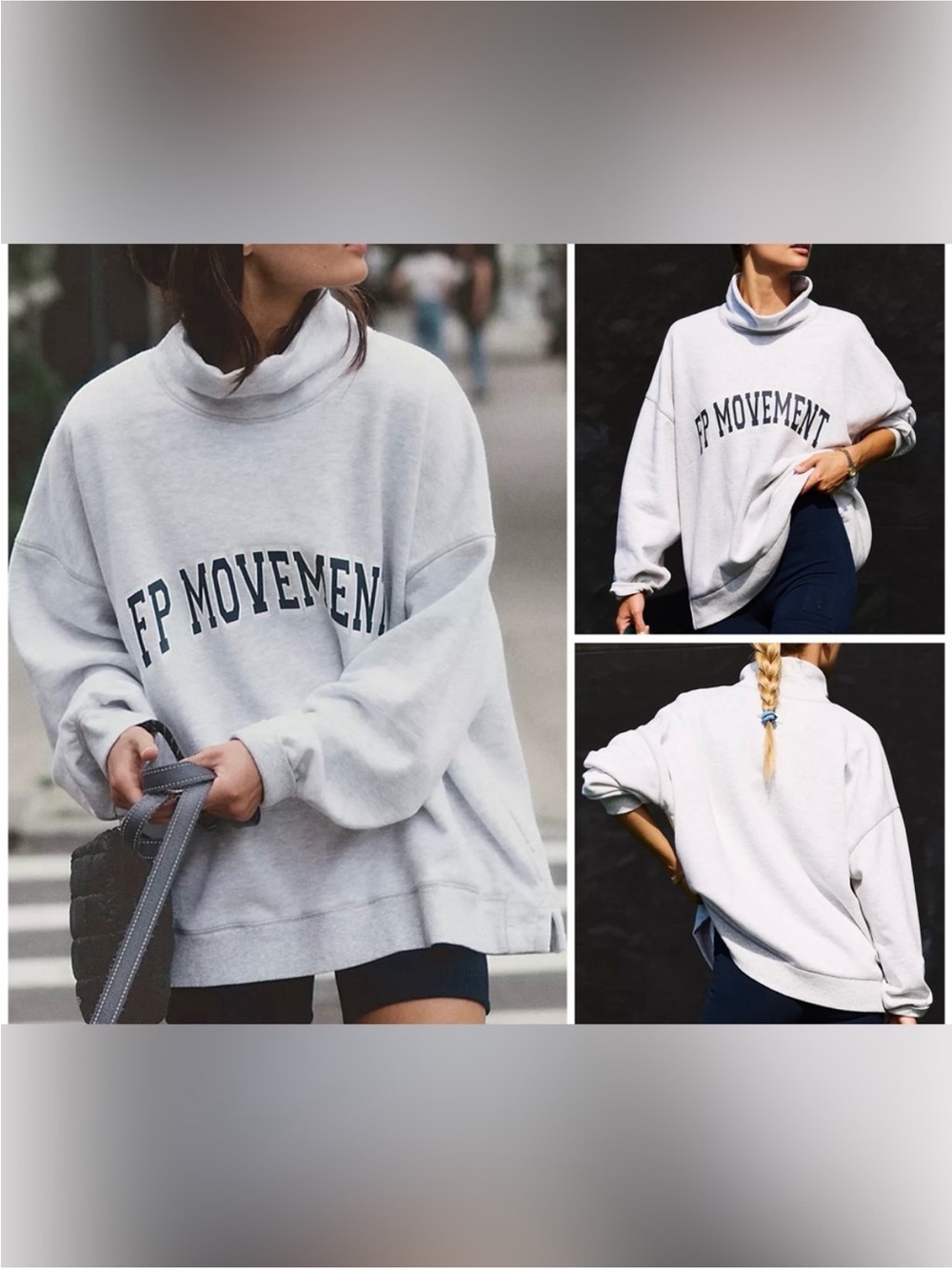 NWT Free People FP Movement Victory pullover - Heather grey navy combo - Small